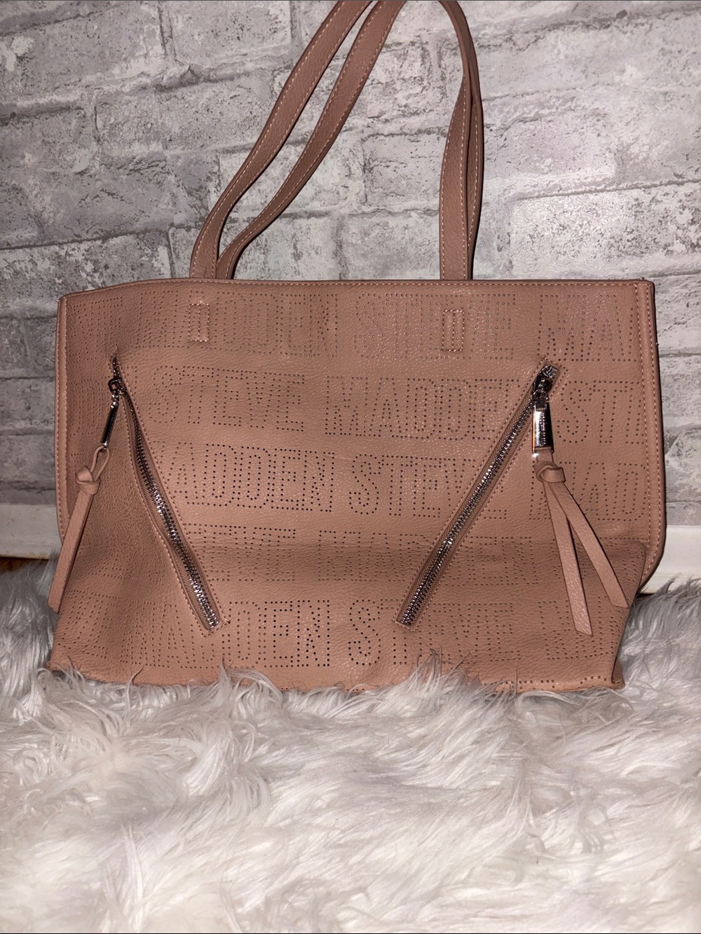 Steve Madden Dusty Pink Perforated Logo Tote